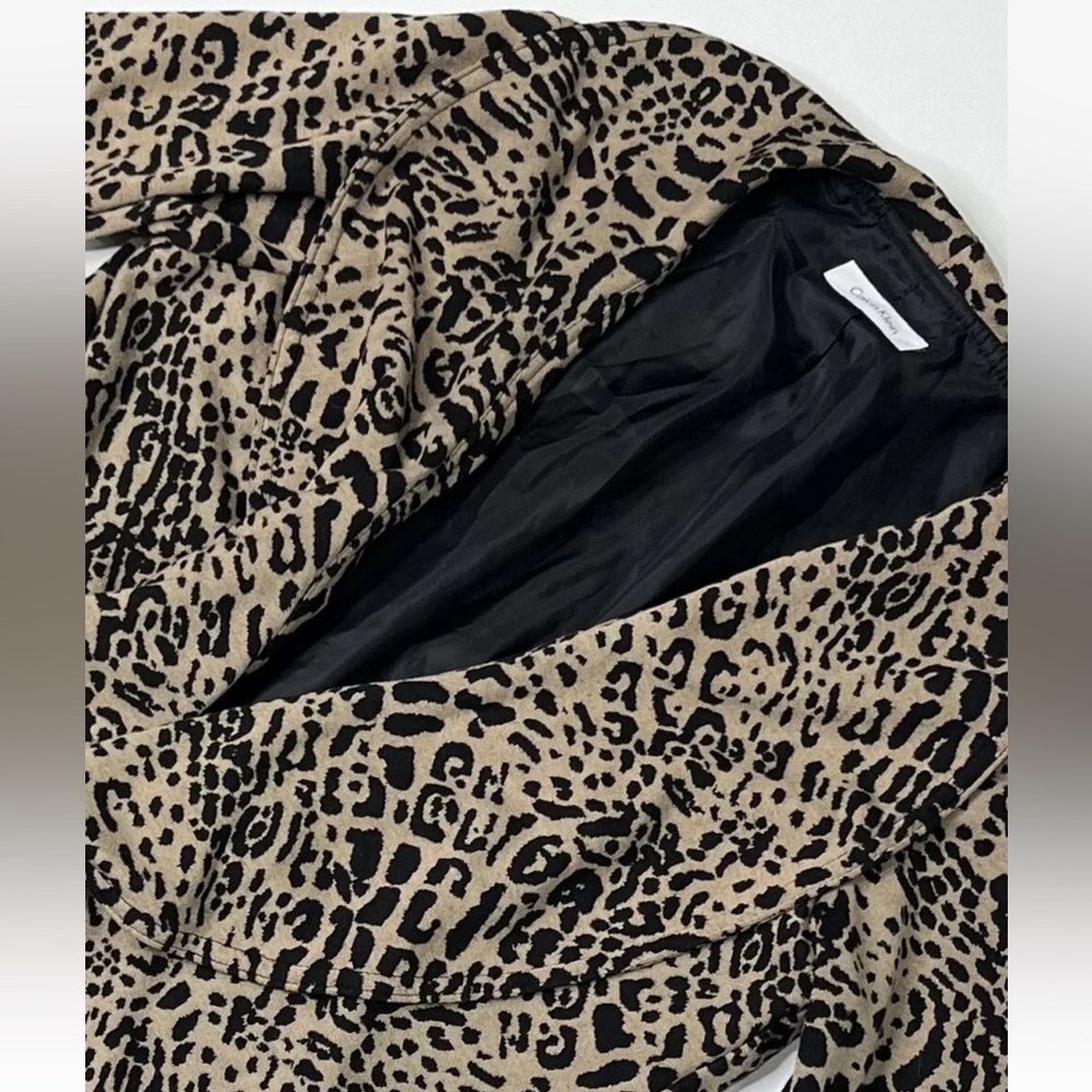 Calvin Klein Cardigan Jacket Women’s Medium Cheetah Print Open Front Ruffled - Picture 8 of 10